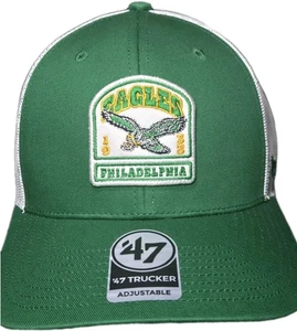 New Mens '47 Brand NFL Retro Philadelphia Eagles Trucker Adjustable Hat Green - Picture 1 of 7