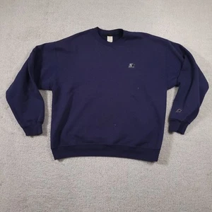 Vtg Starter Crewneck Sweatshirt Mens Large Navy Blue Embroidered Y2K 90s - Picture 1 of 18