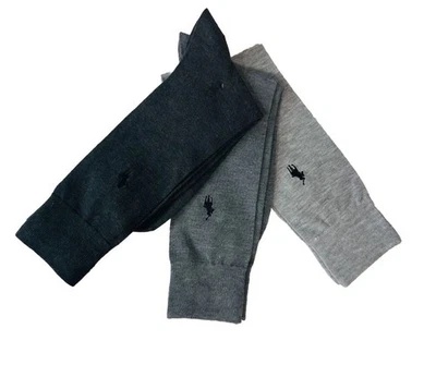 NUEVO CON ETIQUETAS Polo Ralph Lauren 3 Pares Vestido Surtido Gris Talla 10-13, Zapato Talla 6-12.5 Foto 1 de 4