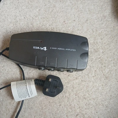 SLX4 tv Aerial Distribtion Amplifier Booster Freeview DAB FM VHF/UHF in 4x 2 Out - Image 1 of 2