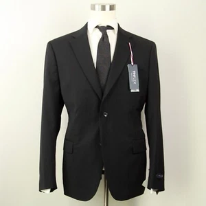 46R Tommy Hilfiger Mens Modern fit Suit Jacket Blazer Black Solid Stretch E03273 - Picture 1 of 11