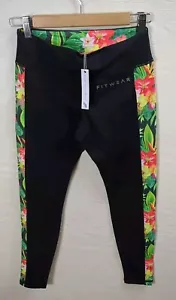 FITWEAR BRAND -SIDE PANEL LEGGINGS-TROPICAL-FLORAL SIZE S (US 4) NWT New Zealand - Picture 1 of 6