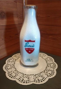 DE COLECCIÓN ""BROWN'S ALL STAR"" CANTÓN Y OGDENSBURG. BOTELLA DE LECHE DE VIDRIO DE 1 CUARTO DE AÑO - Imagen 1 de 8