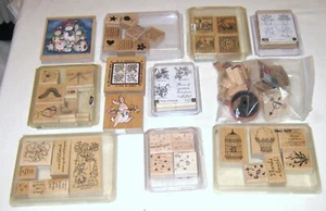 Vintage HUGE 66 Piece LOT of WOOD MOUNT RUBBER STAMPS Super Cool! - Picture 1 of 5