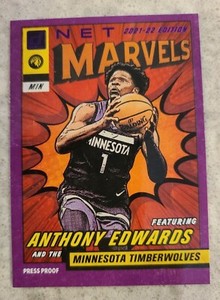 ANTHONY EDWARDS 2021-22 DONRUSS SP NET MARVELS PURPLE PRESS PROOF