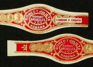 283Vt-2 VITOLAS-Antiguas-2 Olds Cigars Band-Marca ROMEO Y JULIETA RODRIGUEZ A.CA - Picture 1 of 3