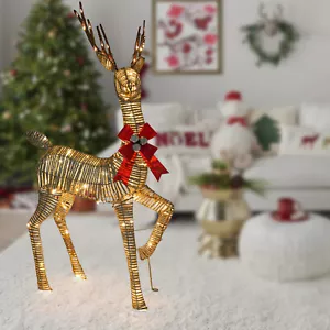 Christmas Decorations Lighted Reindeer Light-up Glitter Deer Xmas Outdoor Decor - Picture 1 of 24