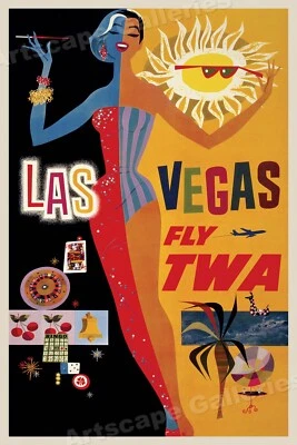 Visit Las Vegas - Vintage Style Travel Poster - 24x36 - Image 1 of 3