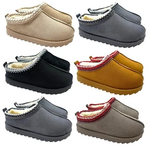 WOMENS LADIES WARM FAUX FUR SLIP ON IN OUT DOOR SHOES BOOTS SNUGG SLIPPERS SIZE - Picture 1 of 31
