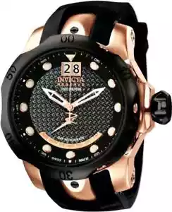 Invicta Men's 1594 Reserve Retrograde Black Dial Black Silicone Watch RARE! - Picture 1 of 8