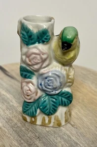 Small Vintage Art Pottery Bud Vase Parrot Japan 3 3/4” Tall - Picture 1 of 7