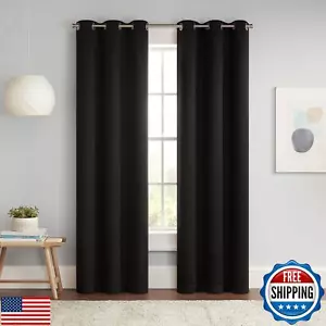 Eclipse Darrell Modern Blackout Thermal Grommet Window Curtains for Bedroom o - Picture 1 of 5