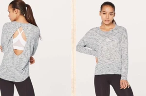 Lululemon Get Set Womens Size 4-6 Gray Space Dye Long Sleeve Top - Picture 1 of 6