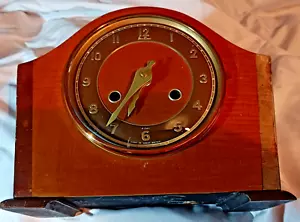 More details for vintage bentima wooden cased art deco clock converted to a quartz movement.