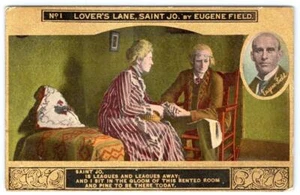 1910 LOVER'S LANE #1 SAINT JO EUGENE FIELD GLOOM OF THIS RENTED ROOM POSTCARD - Picture 1 of 2