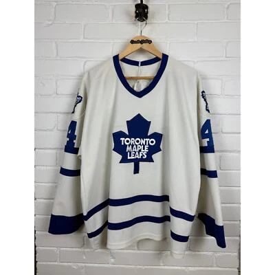 Máscara CCM cosida hojas de arce Toronto vintage Yanic Perreault #44 NHL talla XL Foto 1 de 4