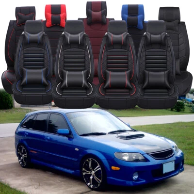 Car Seat Covers Leather Front Rear Cushion Protector Full Set For Mazda Protege5 Foto 1 de 4