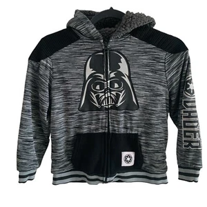 Star Wars Darth Vader Kids Sz 7 Zip Up Hoodie Jacket Sweatshirt Warm 2 Pockets - Picture 1 of 9