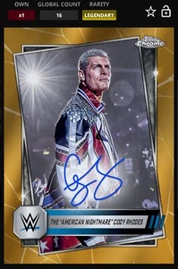 WWE Topps Slam Chrome DIGITAL Cody Rhodes Legendary Auto /50 GOLD Chrome - Picture 1 of 1