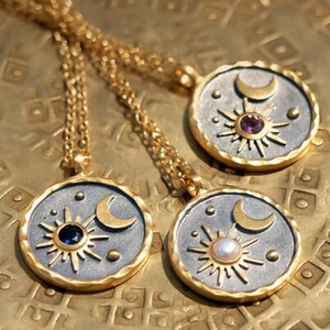 Vintage Frauen Geburtsstein Monate Halskette Kristall CZ Edelstahl Kette Geschenke - Bild 1 von 23