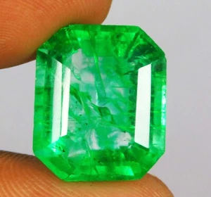 Natural Colombian Green Emerald 16.05 Ct Emerald Cut Loose Gemstone CERTIFIED - Picture 1 of 5