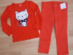 NWT GIRLS GYMBOREE SZ 2T KITTY SHIRT, ORANGE PANTS PREP PERFECT - Picture 1 of 5
