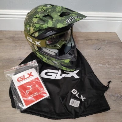 GLX GX08DOT Casco de Deportes de Motor para Niños Medio Verde Camuflaje Nuevos Guantes Gafas Foto 1 de 4