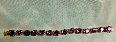PULSERA TENIS AMATISTA MORADO PROFUNDO PLATA 925 PIEDRAS REDONDAS GRANDES 7" NUEVA Foto 1 de 4