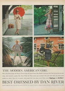 1959 Dan River Fabrics Modern American Girl Wrinkl-Shed Dri-Don Print Ad - Picture 1 of 1