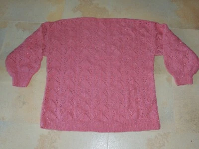 Strickpullover Pullover selbst gestrickt Handarbeit rosa Glitzer 40 42 44 L NEU - Bild 1 von 2