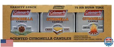 Coleman Scented Tin Citronella Candle - 3 Pack, S'Mores, Pine and Campfire - Image 1 of 4