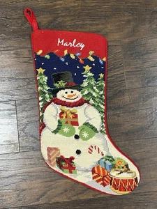 Schneemann Wolle Nadelspitze Weihnachtsstrumpf MARLEY Geschenke Lichter Frosty - Bild 1 von 7