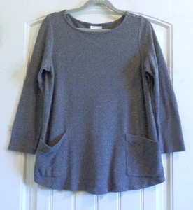 J. Jill Pure Jill Women's Heathered Gray Long Sleeve Tunic Top SZ S SP Petite P - Picture 1 of 2
