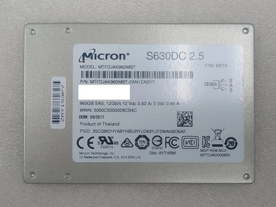 Micron S630DC 960GB 12Gbp SAS MTFDJAK960MBT 2.5" SSD **NOT FOR PC** - Image 1 of 2
