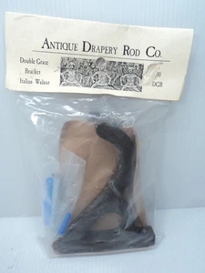 Antique Drapery Rod Company DOUBLE GRACE BRACKET, Italian Walnut, Set of 2 - Picture 1 of 1