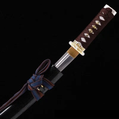 Handmade Japanese Wakizashi Sword 1060 Carbon Steel with Lacquered Wood Saya - Image 1 of 4