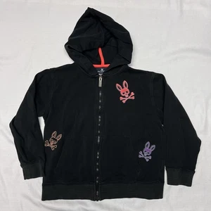 Psycho Bunny Hoodie Jacket Full Zip Black Logo Youth Medium 10/12 - Picture 1 of 5