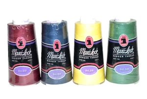 Maxi Lock Serger Thread Red Currant Navy Sunlight Churchill Green 3000 Yd Lot 4 - Picture 1 of 5