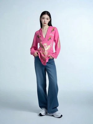 Sudadera túnica con capucha Ed Hardy tatuaje rosa glamour con gráficos talla XS Foto 1 de 4