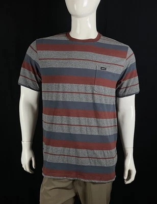 RVCA Red, Blue, & Gray Striped T-Shirt, A Grade, Men's Size Medium - Image 1 of 4