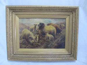 Antique ROBERT WATSON Period Gilt Frame HIGHLAND SHEEP Landscape Oil Painting #2 - Picture 1 of 9
