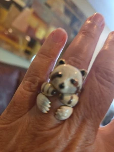 Waschbär emailliert 3 Stück Ring - Bild 1 von 7