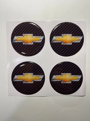 Juego de pegatinas para tapacubos Chevrolet - 4 calcomanías emblema tapa central resina abovedada 3D Foto 1 de 3