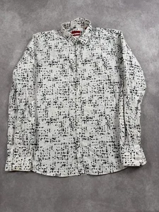 Camicia Hugo Boss HUGO uomo grande bianca nera motivo astratto slim fit con bottoni - Foto 1 di 18