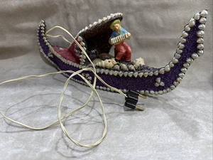 Rare Italian Vintage Seashell Gondola Boat Venice. Works With Plug Adapter - Picture 1 of 6