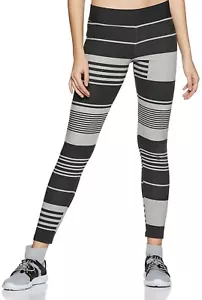 Adidas Girls CD7798 Elastic Waistband Striped Black Gray Activewear Leggings XS - Picture 1 of 6