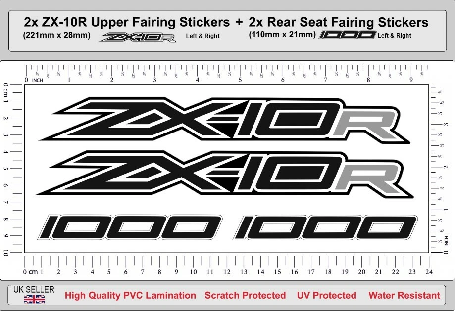 Juego de calcomanías laminadas laterales del asiento trasero ZX-10R ZX10R B verde Foto 1 de 1