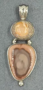 Jasper & Boulder Opal Womens Pendant 925 Sterling Silver Fine Jewelry - Picture 1 of 8