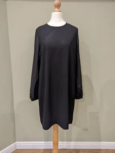 French Connection Black Tunic Style Dress Long Top Chiffon Sleeves UK Size 8 - Picture 1 of 15