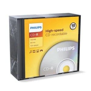 10x Philips CD-R 700 MB Rohlinge 80 Min. Aufnahmezeit max. 52x Speed im Slimcase - Bild 1 von 1